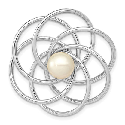 14K Weißgold Fw Zuchtperle Wirbel Brosche