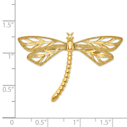 14K Gelbgold Diamantiert Poliert & Satiniert Libelle Brosche
