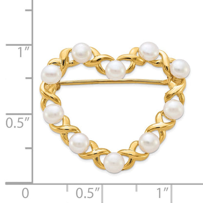 14K Gelbgold 3-4mm Weiß Knopf Süßwasser Zuchtperle Brosche