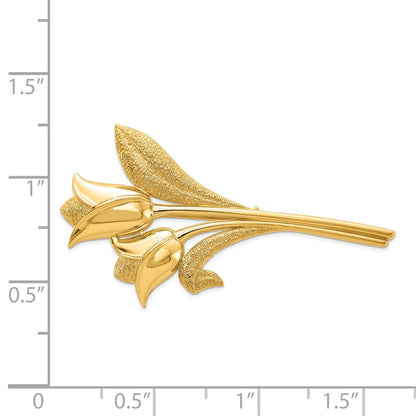 14K Gelbgold Satiniert und Poliert Tulips Brosche