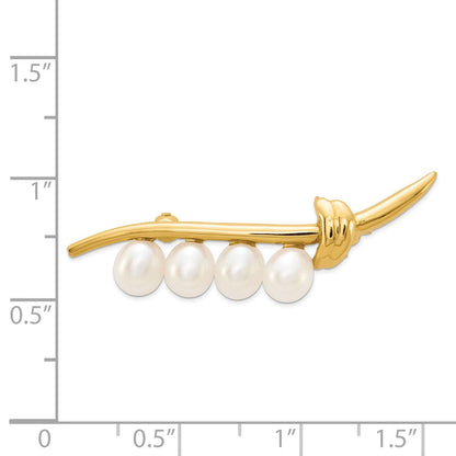 14K Gelbgold 6-7mm Weiß Rice Süßwasser Zuchtperle Brosche