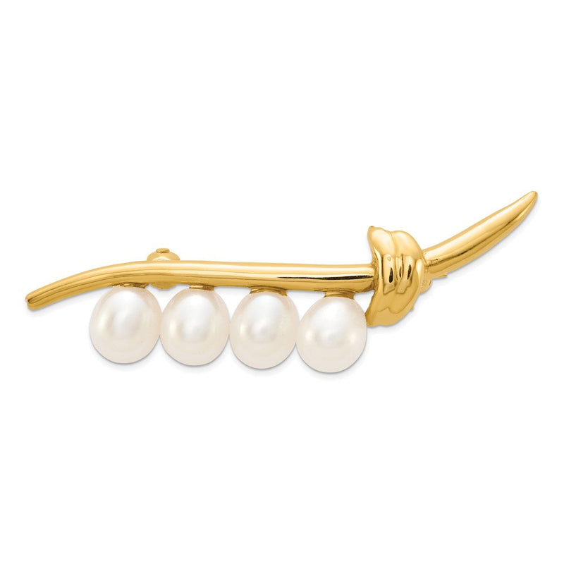 14K Gelbgold 6-7mm Weiß Rice Süßwasser Zuchtperle Brosche