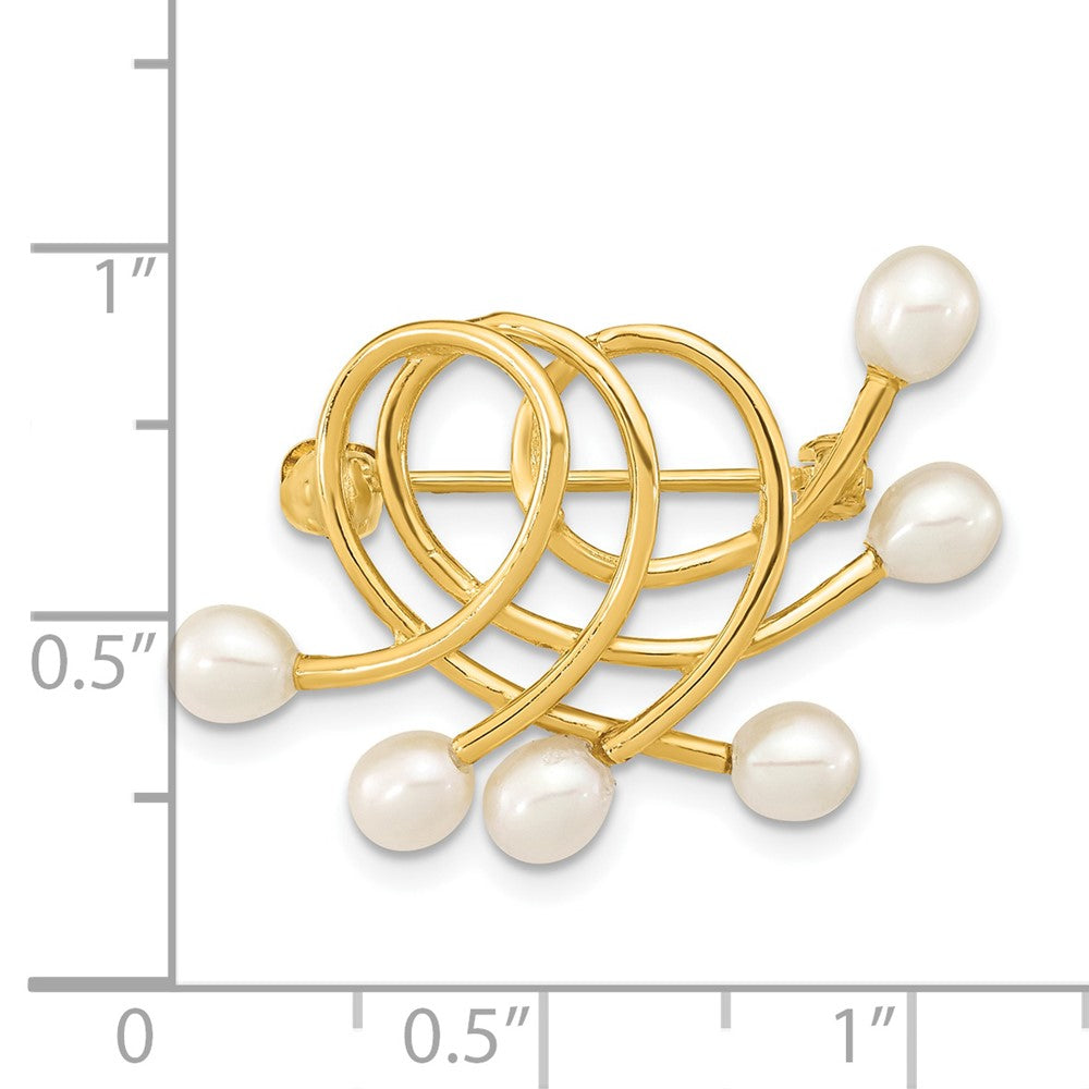 14K Gelbgold 4-5mm Tropfen Weiß Fwc Perle Brosche
