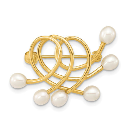 14K Gelbgold 4-5mm Tropfen Weiß Fwc Perle Brosche