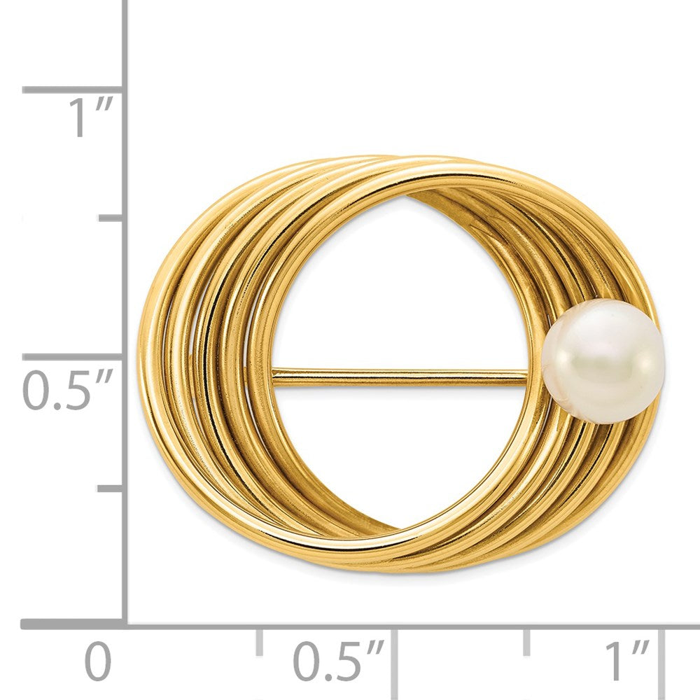 14K Gelbgold Fw Zuchtperle Brosche
