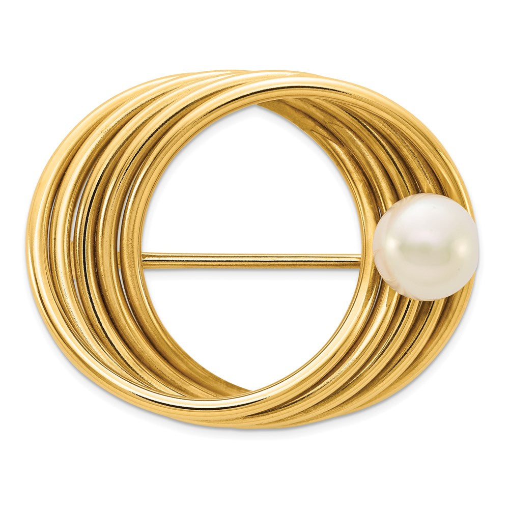 14K Gelbgold Fw Zuchtperle Brosche