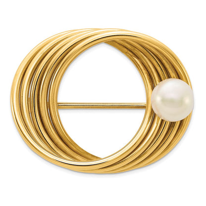 14K Gelbgold Fw Zuchtperle Brosche