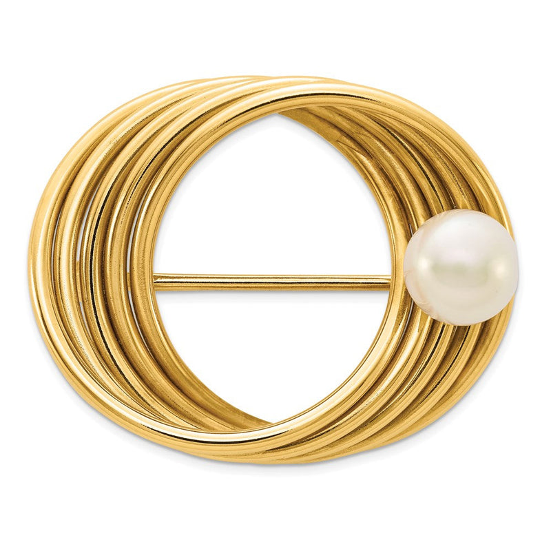 14K Gelbgold Fw Zuchtperle Brosche