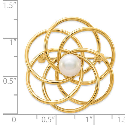 14K Gelbgold Fw Zuchtperle Brosche