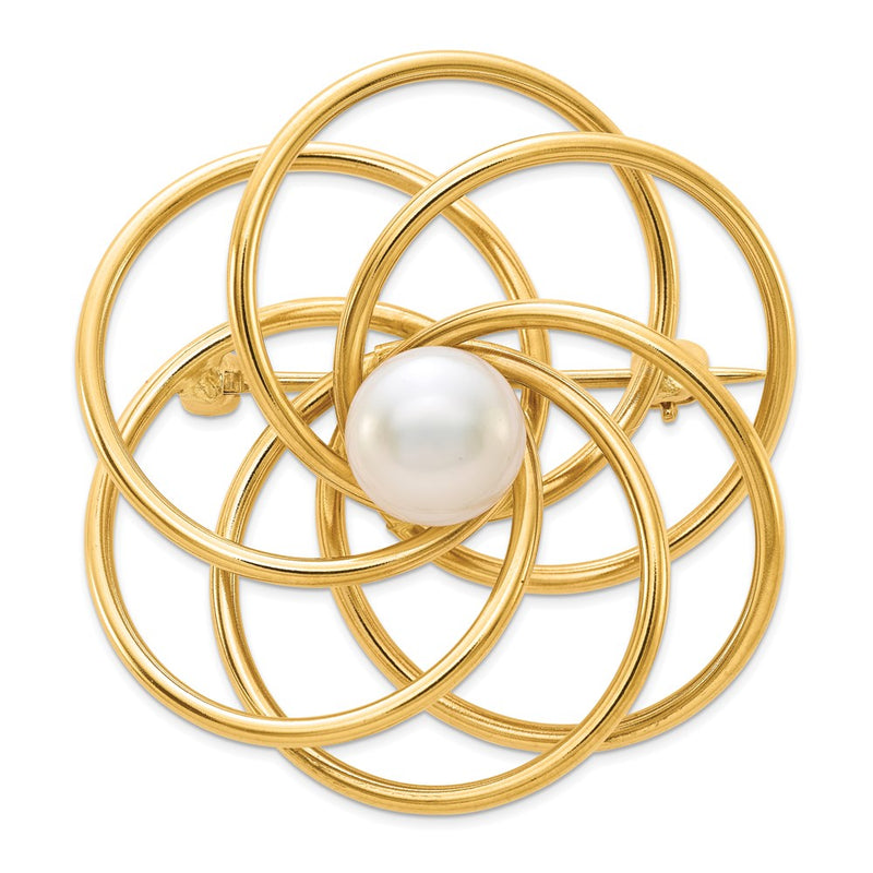 14K Gelbgold Fw Zuchtperle Brosche