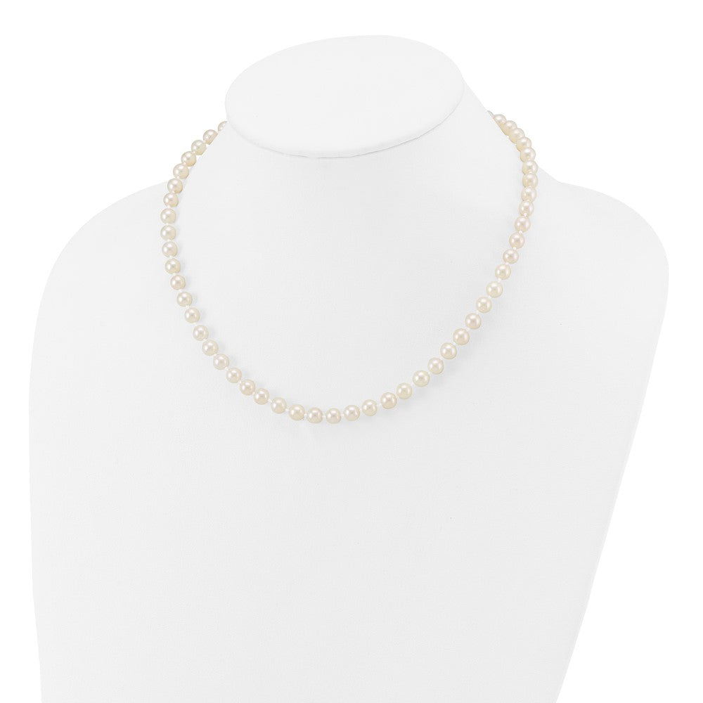 14K Gelbgold 5 6mm Weiß Rund Akoya Salzwasser Zuchtperle 16 Zoll Halskette