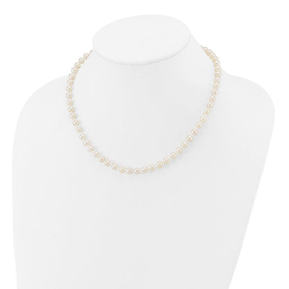 14K Gelbgold 5 6mm Weiß Rund Akoya Salzwasser Zuchtperle 16 Zoll Halskette