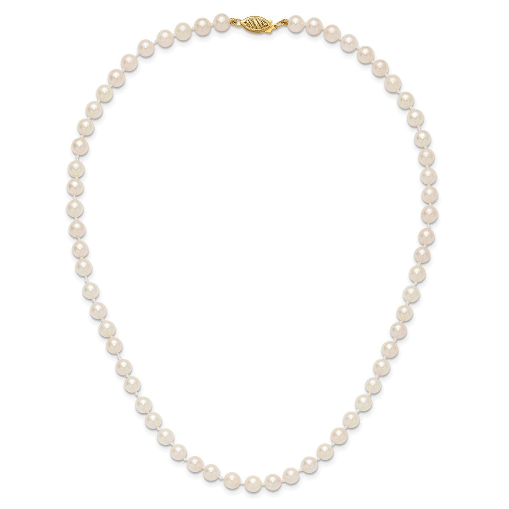 14K Gelbgold 5 6mm Weiß Rund Akoya Salzwasser Zuchtperle 16 Zoll Halskette