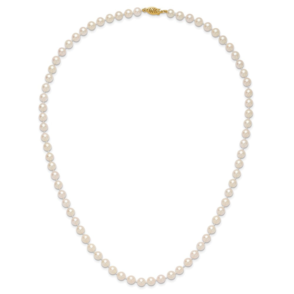 14K Gelbgold 6 7mm Weiß Rund Akoya Salzwasser Zuchtperle 20 Zoll Halskette