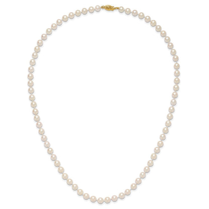 14K Gelbgold 6 7mm Weiß Rund Akoya Salzwasser Zuchtperle 20 Zoll Halskette