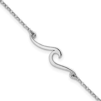 Sterlingsilber Rhodiniert Poliert Welle 9 +1 Zoll Halskette