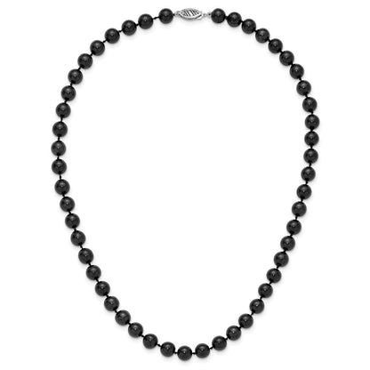 14K Weißgold 7 8mm Schwarz Rund Akoya Salzwasser Zuchtperle 20 Zoll Halskette