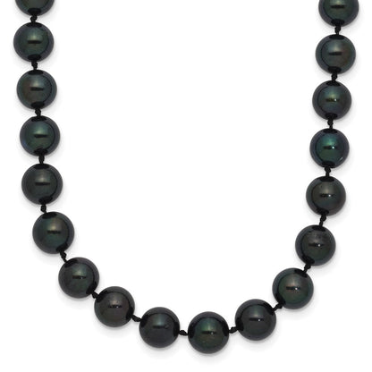 14K Weißgold 7 8mm Schwarz Rund Akoya Salzwasser Zuchtperle 20 Zoll Halskette
