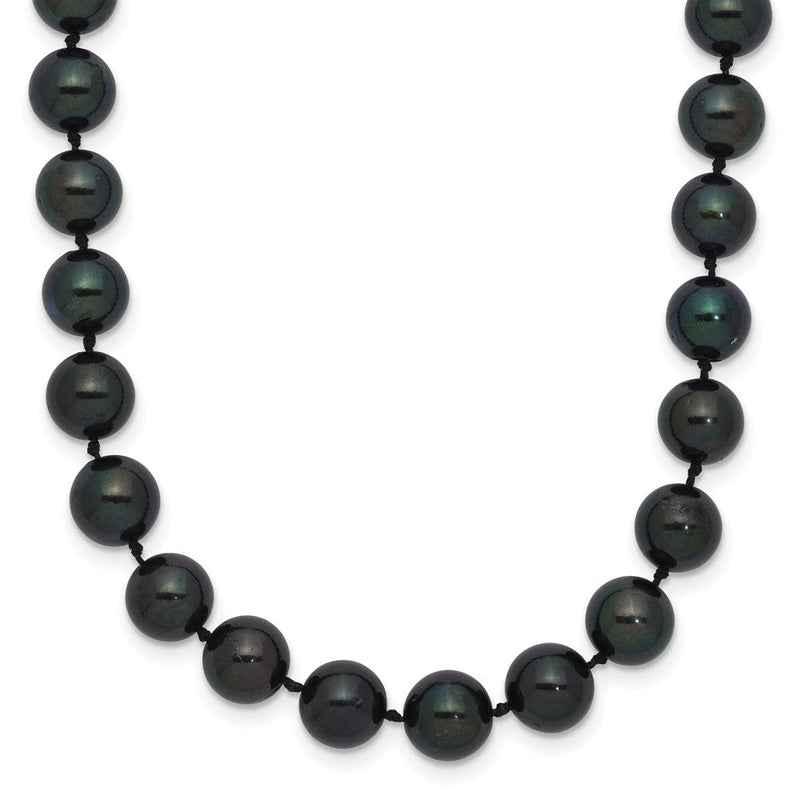 14K Weißgold 7 8mm Schwarz Rund Akoya Salzwasser Zuchtperle 20 Zoll Halskette