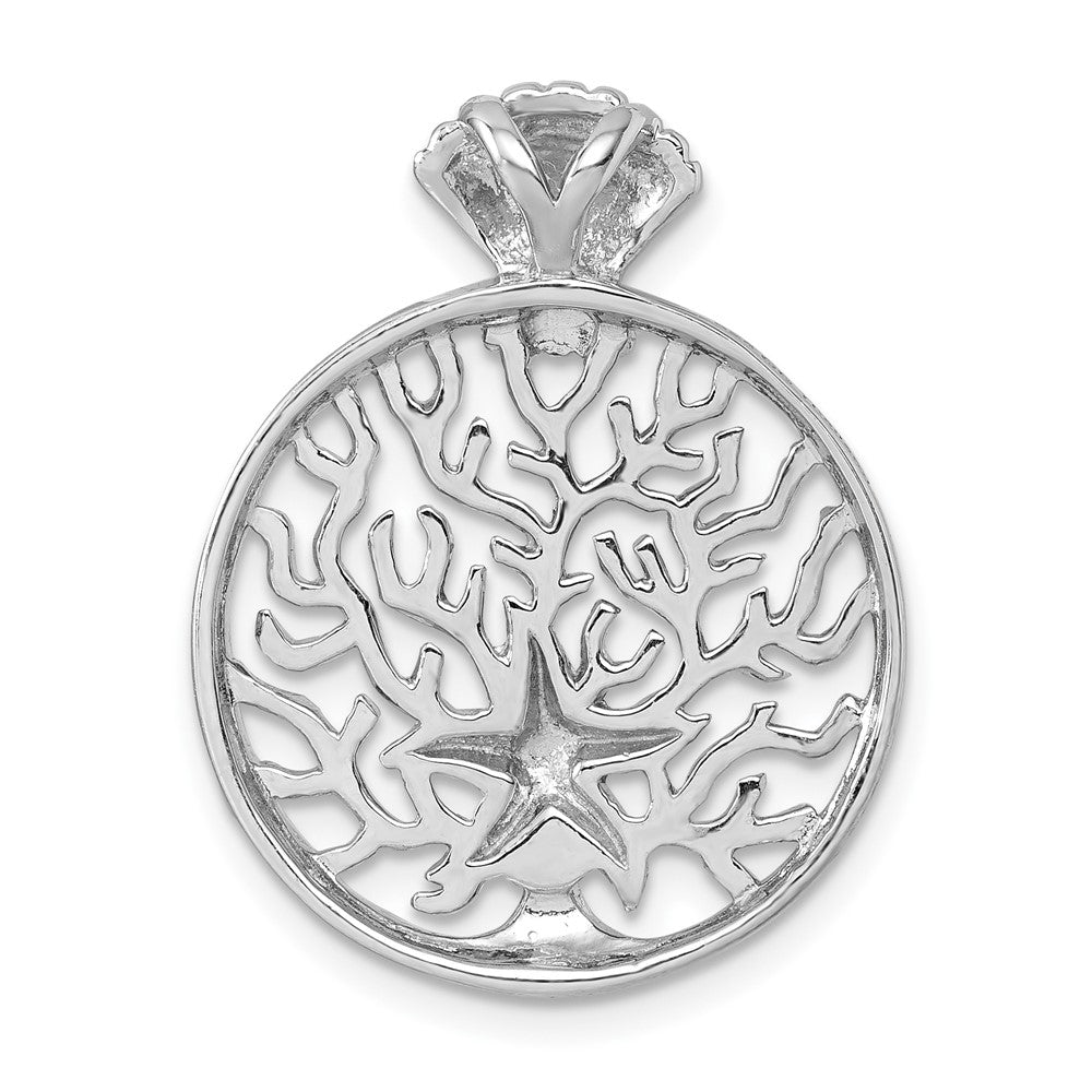 Sterlingsilber Rhodiniert Seestern & Muschel Reef Kette Anhänger