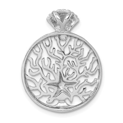 Sterlingsilber Rhodiniert Seestern & Muschel Reef Kette Anhänger