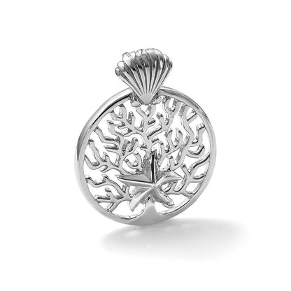 Sterlingsilber Rhodiniert Seestern & Muschel Reef Kette Anhänger