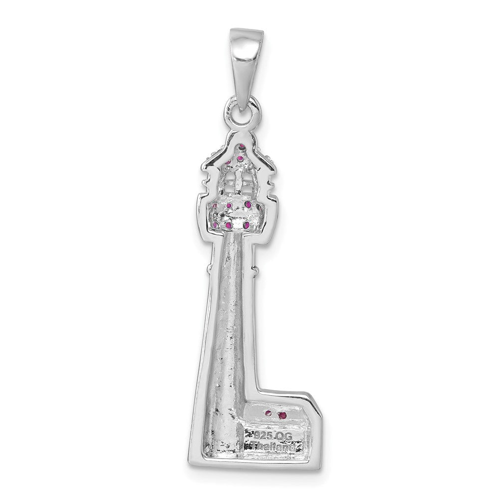 Sterlingsilber Rhodiniert Poliert Zirkonia Cape May Leuchtturm Anhänger