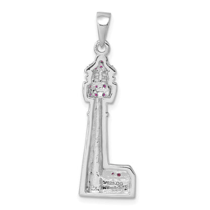 Sterlingsilber Rhodiniert Poliert Zirkonia Cape May Leuchtturm Anhänger