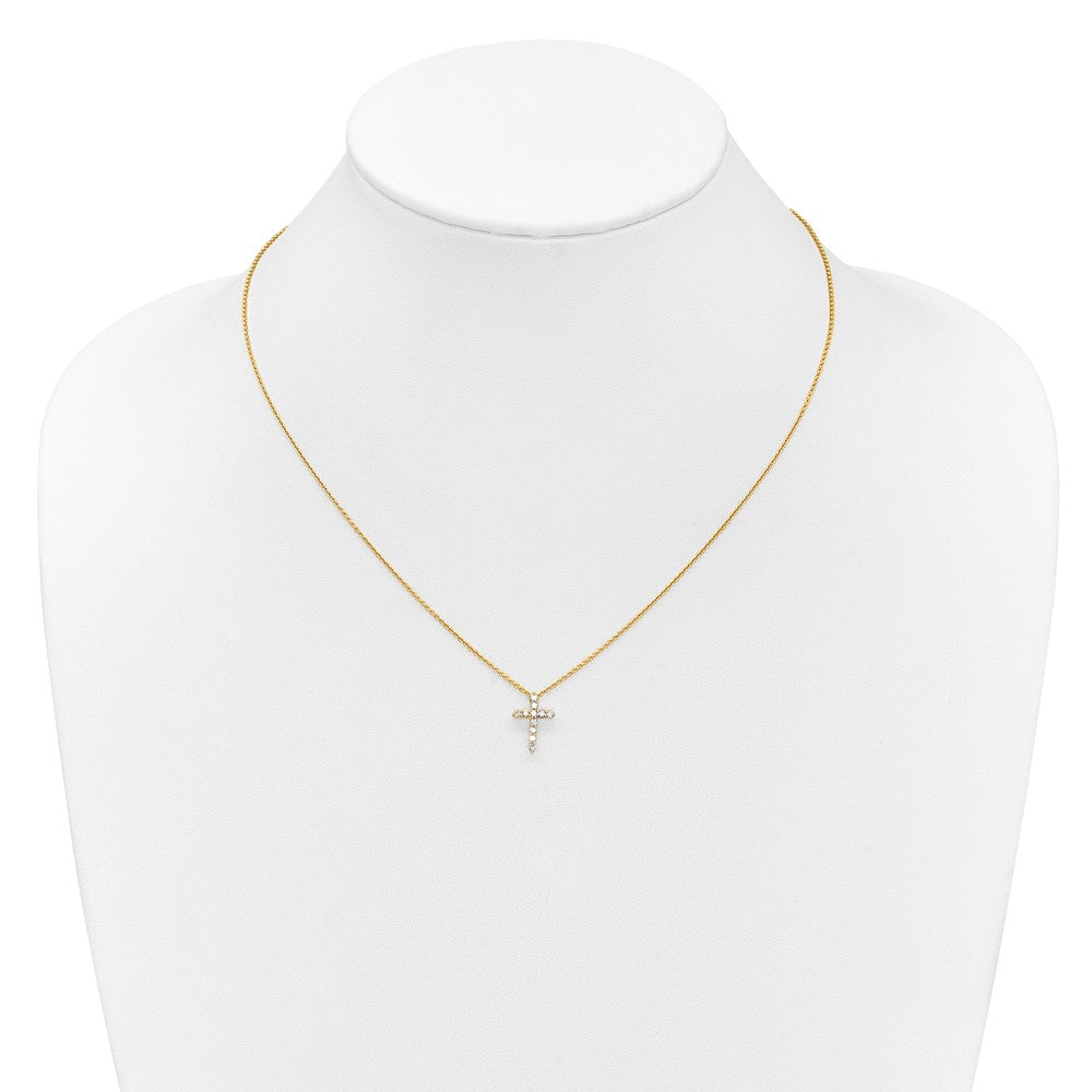 10K Gelbgold Diamant Kreuz 18 Zoll Halskette