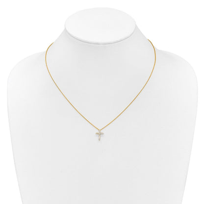 10K Gelbgold Diamant Kreuz 18 Zoll Halskette