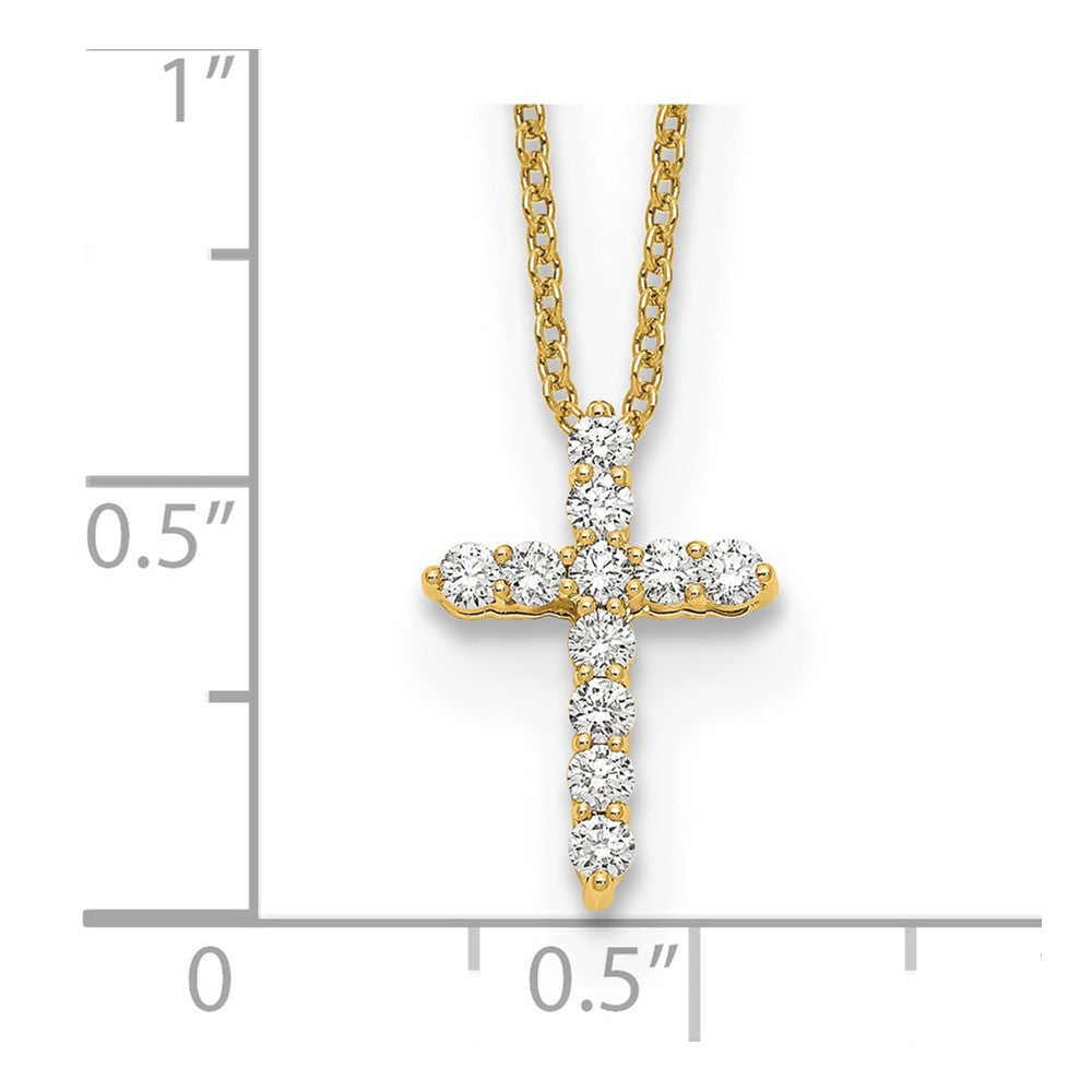 10K Gelbgold Diamant Kreuz 18 Zoll Halskette