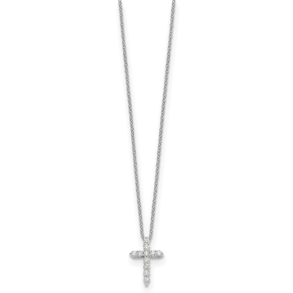 14K Weißgold 0,25 ct. Laborgezüchteter Diamant VS/SI+ G+ 18 Zoll Kreuz-Anhänger-Halskette