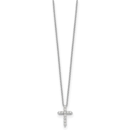 14K Weißgold 0,25 ct. Laborgezüchteter Diamant VS/SI+ G+ 18 Zoll Kreuz-Anhänger-Halskette