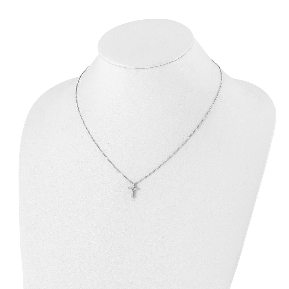 14K Weißgold Echt Diamant Kreuz 18 Zoll Halskette