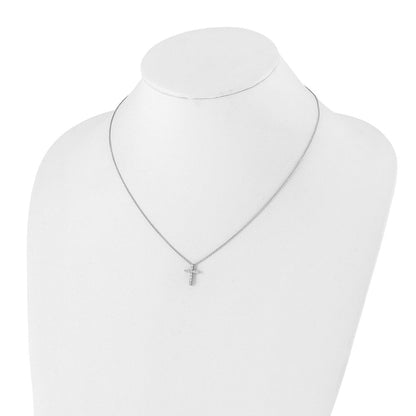 14K Weißgold Echt Diamant Kreuz 18 Zoll Halskette