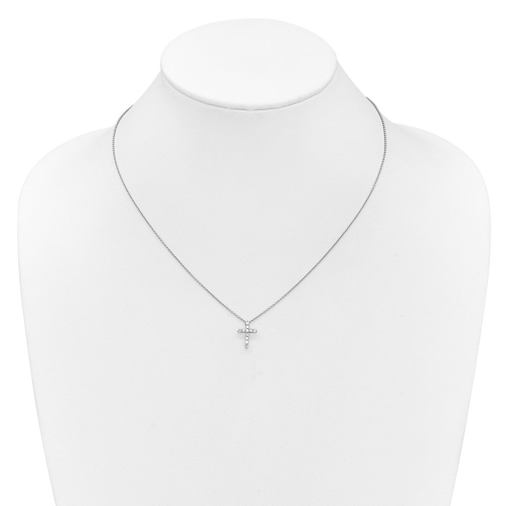 14K Weißgold 0,25 ct. Laborgezüchteter Diamant VS/SI+ G+ 18 Zoll Kreuz-Anhänger-Halskette