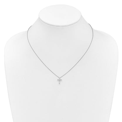 14K Weißgold 0,25 ct. Laborgezüchteter Diamant VS/SI+ G+ 18 Zoll Kreuz-Anhänger-Halskette