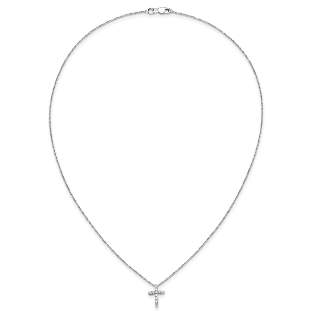 14K Weißgold 0,25 ct. Laborgezüchteter Diamant VS/SI+ G+ 18 Zoll Kreuz-Anhänger-Halskette