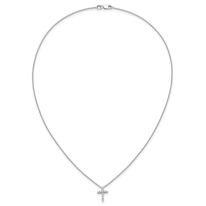 14K Weißgold 0,25 ct. Laborgezüchteter Diamant VS/SI+ G+ 18 Zoll Kreuz-Anhänger-Halskette