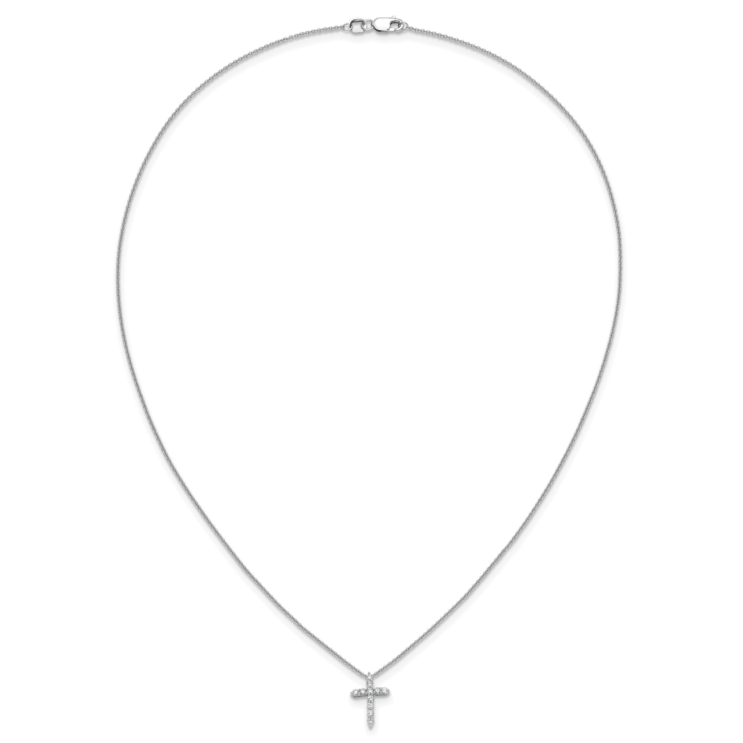 14K Weißgold Echt Diamant Kreuz 18 Zoll Halskette