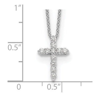 14K Weißgold 0,25 ct. Laborgezüchteter Diamant VS/SI+ G+ 18 Zoll Kreuz-Anhänger-Halskette
