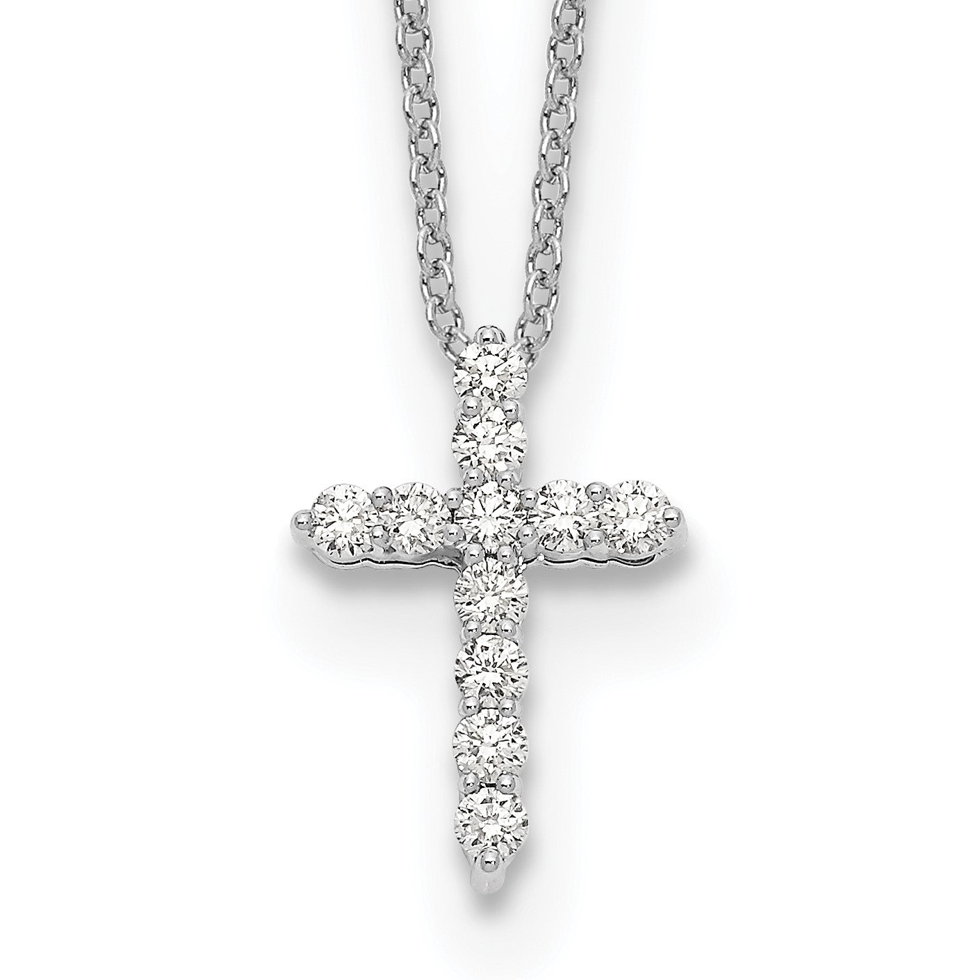 14K Weißgold Echt Diamant Kreuz 18 Zoll Halskette