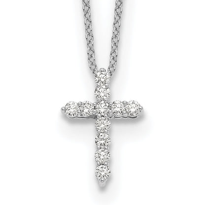 14K Weißgold Echt Diamant Kreuz 18 Zoll Halskette