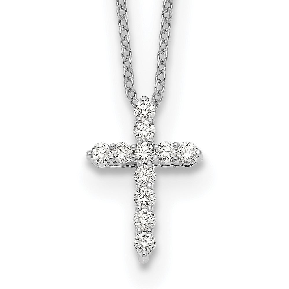 14K Weißgold 0,25 ct. Laborgezüchteter Diamant VS/SI+ G+ 18 Zoll Kreuz-Anhänger-Halskette