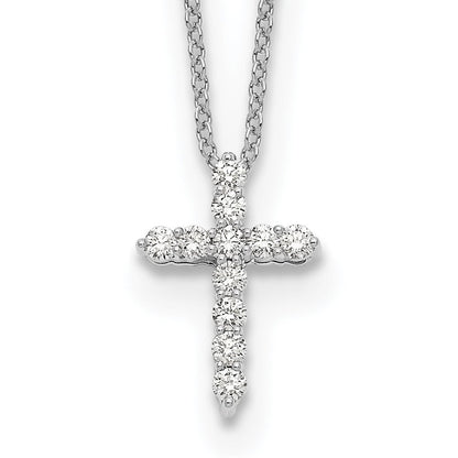 14K Weißgold 0,25 ct. Laborgezüchteter Diamant VS/SI+ G+ 18 Zoll Kreuz-Anhänger-Halskette