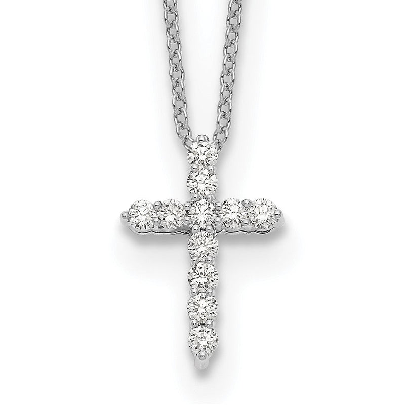 14K Weißgold 0,25 ct. Laborgezüchteter Diamant VS/SI+ G+ 18 Zoll Kreuz-Anhänger-Halskette
