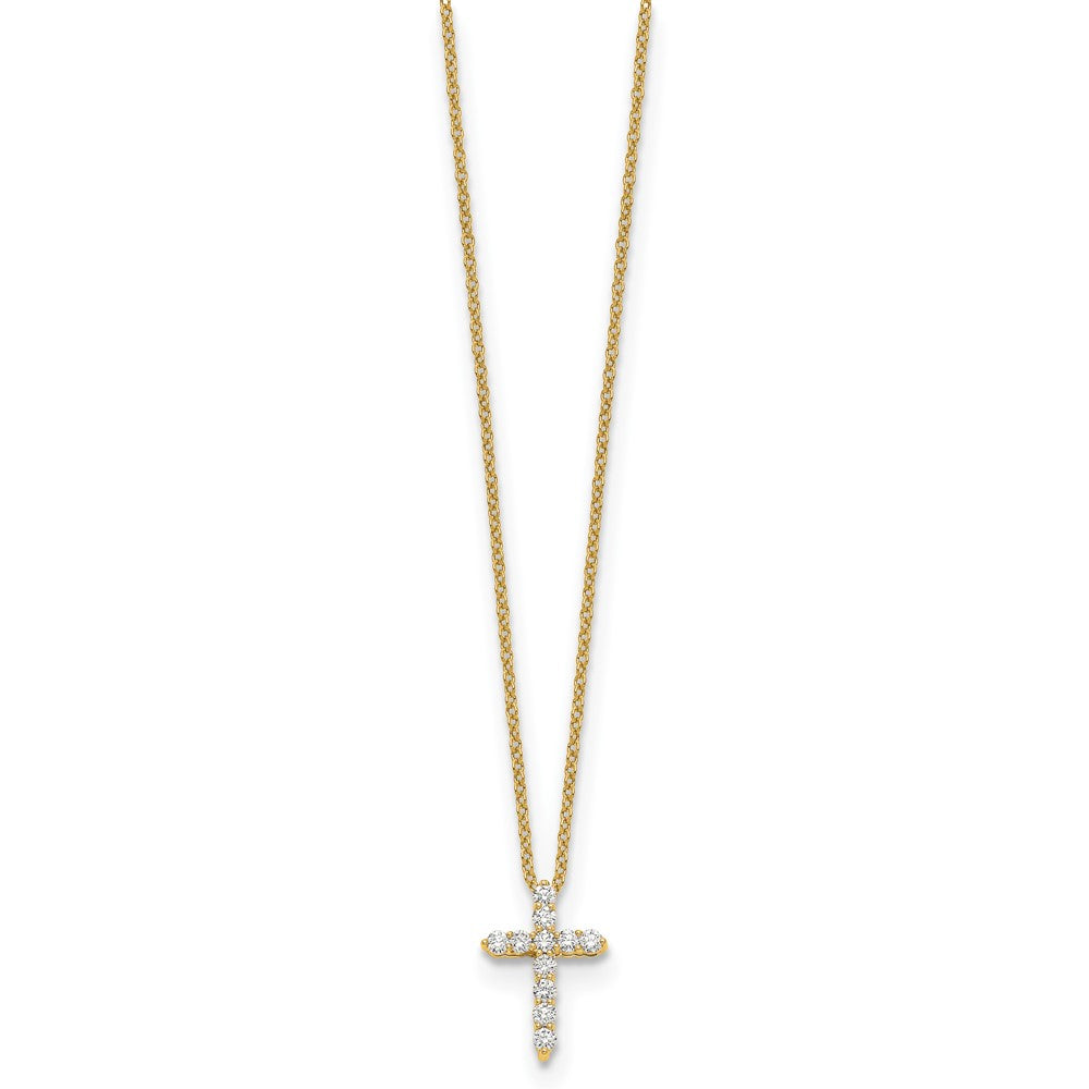 14K Gelbgold 0,25 ct. Laborgezüchteter Diamant VS/SI+ G+ 18 Zoll Kreuz-Anhänger-Halskette