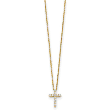 14K Gelbgold 0,25 ct. Laborgezüchteter Diamant VS/SI+ G+ 18 Zoll Kreuz-Anhänger-Halskette