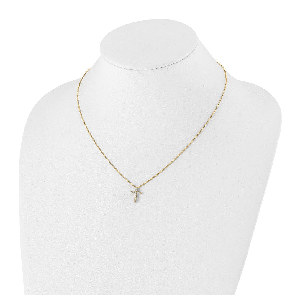 14K Gelbgold 0,25 ct. Laborgezüchteter Diamant VS/SI+ G+ 18 Zoll Kreuz-Anhänger-Halskette