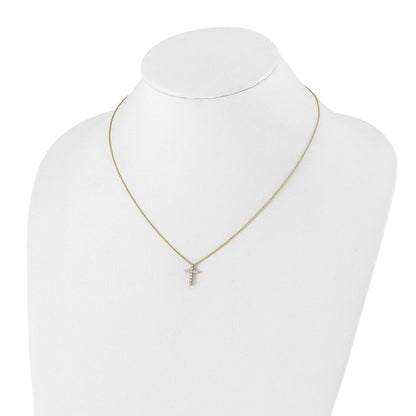 14K Gelbgold 0,25 ct. Laborgezüchteter Diamant VS/SI+ G+ 18 Zoll Kreuz-Anhänger-Halskette
